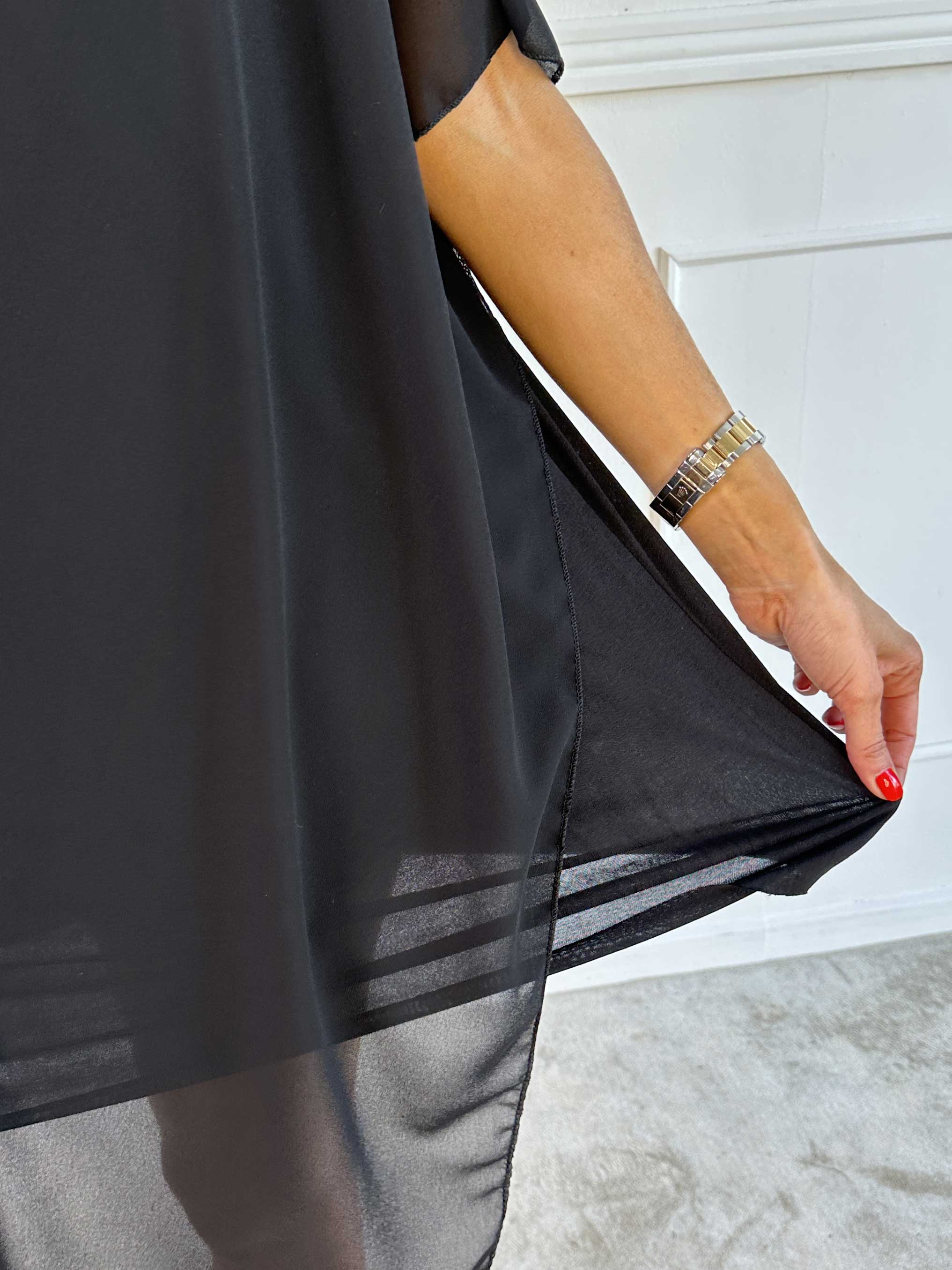 Mirabella Plain - Plus size tunikakjole med chiffonlag og underkjole i viskose